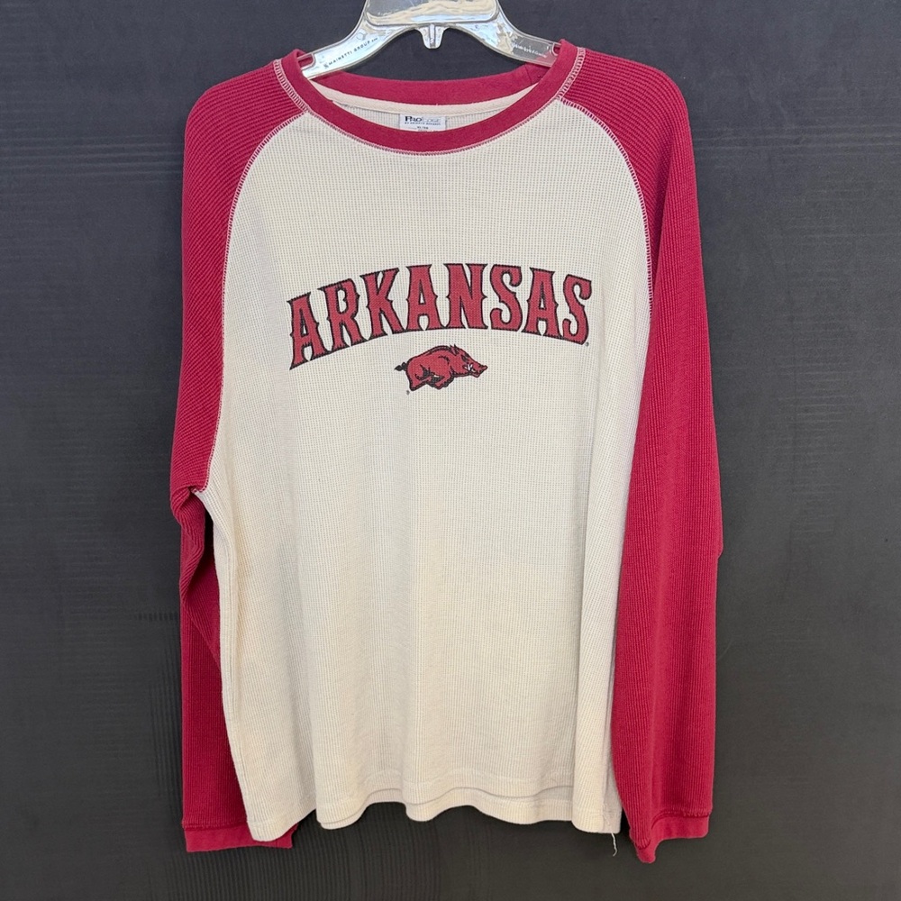 Arkansas Long Sleeve Tee - Red and Cream